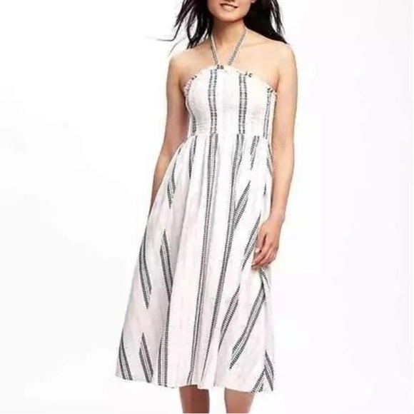 Old Navy Dresses & Skirts - Old Navy Smocked Striped Halter Midi Dress | Summer Boho Style